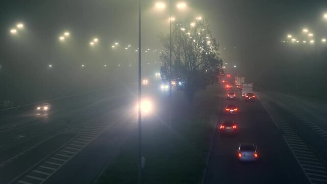 Night traffic light city car lamp urban road fog