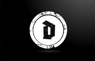 black and white D alphabet letter logo icon. Creative vintage design badge for business and company