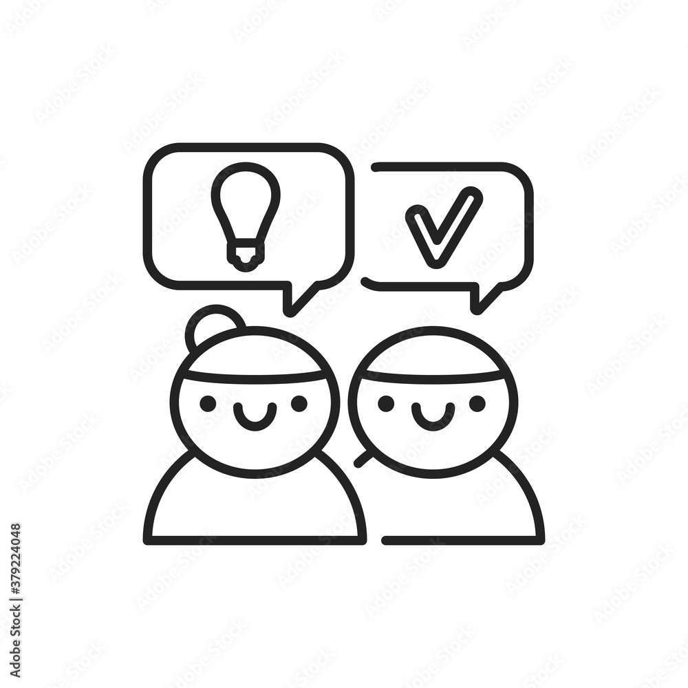 Poster logical reasoning black line icon. soft skills. pictogram for web, mobile app, promo. ui ux design e