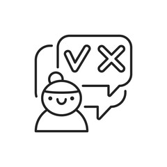 Decision-making black line icon. Soft skills. Pictogram for web, mobile app, promo. UI UX design element.