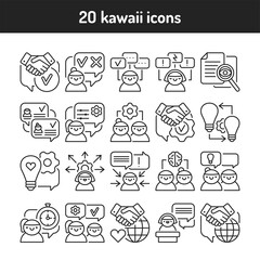 Soft skills black line icons set. Pictogram for web, mobile app, promo. UI UX design element