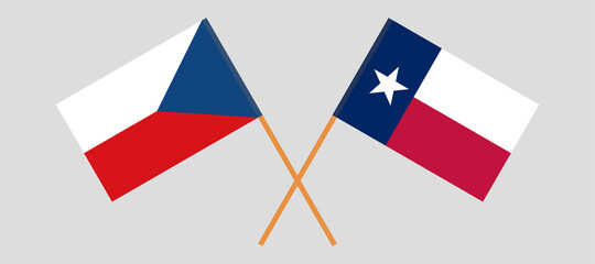 Crossed flags of Czech Republic and the State of Texas