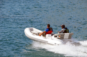 Pontoon motor boat