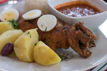 fried guinea pig with garnish