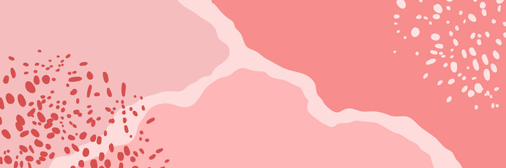 Vector abstract background with copy space. Trendy colors and shapes. Long horizontal banner