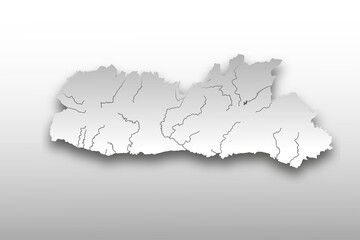 India states - map of Meghalaya with paper cut effect. Rivers and lakes are shown. Please look at my other images of cartographic series - they are all very detailed and carefully drawn by hand WITH R