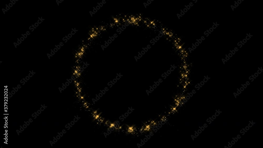 Poster premium gold particle ring for present product on center with 3d rendering include alpha path.