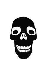 Skull vector silhouette illustration isolated on white background. Human head skeleton part symbol.