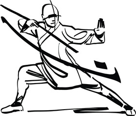 the vector illustration of the wushu master