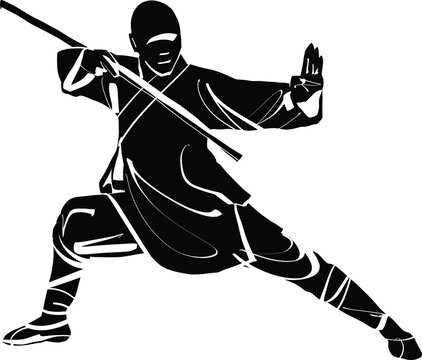 recommend clip art: The vector illustration of the wushu fighter