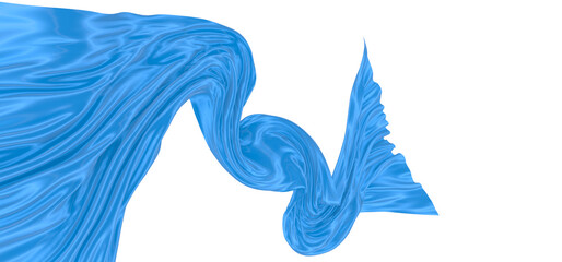 Fototapeta premium Beautiful flowing fabric of blue wavy silk or satin. 3d rendering image.