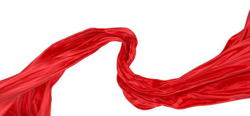 Beautiful flowing fabric of red wavy silk or satin. 3d rendering image.