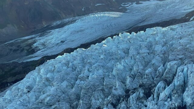 Lower Coleman ice fall at Mount Baker in the blue light of early morning   