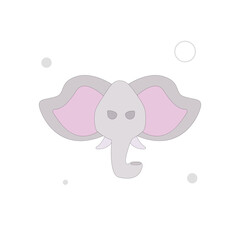 Elephant head vector flat illustration on white background