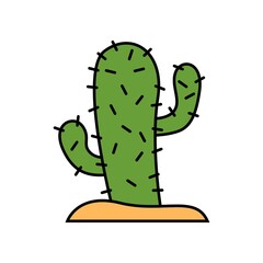 Cactus icon vector illustration. cactus icon on sand. cactus on white background