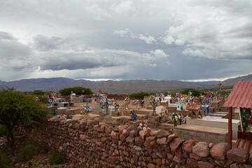 Culture and religion. Indigenous cemetery. Ancient aboriginal graveyard in the desert and mountains...