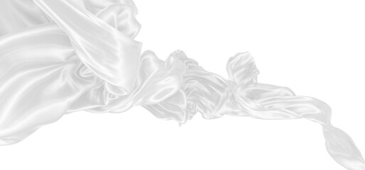 Obraz premium Beautiful flowing fabric of white wavy silk or satin. 3d rendering image.