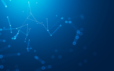 Abstract background. Molecules technology with polygonal shapes, connecting dots and lines. Connection structure. Big data visualization.