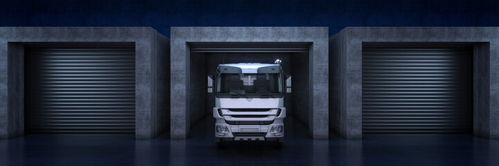 heavy truck with roll up door. 3d rendering