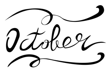 Vector Manual Draw Black Lettering, October