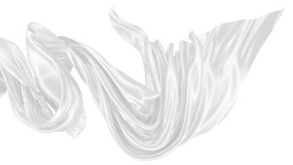 Fototapeta na wymiar Beautiful flowing fabric of white wavy silk or satin. 3d rendering image.