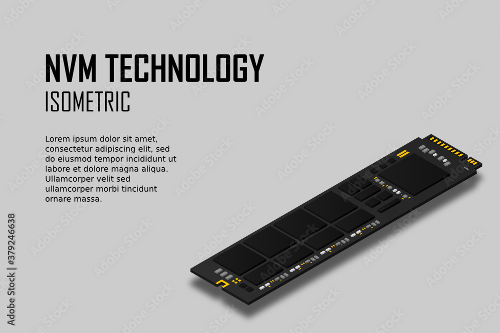 Aufkleber nvme express m.2 memory realistic 3d isometric illustration, random access memory, personal computer