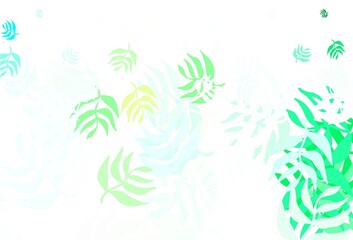Fototapeta na wymiar Light Blue, Green vector abstract backdrop with leaves.