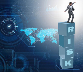 Businessman in risk and reward business concept