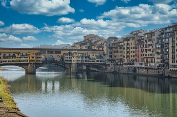 Ponte Vecchio in Florence, Italy. one of the architectural symbols of the city of the lily