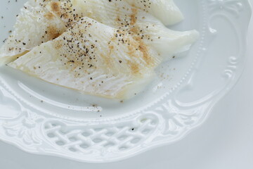 freshness flat fillet fish on plate , for cooking ingredient