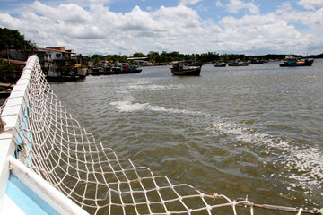 nova vicosa, bahia / brazil - march 2, 2008: Fishing vessels are seen in a port in the city of Nova...