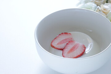 homemade panna cotta dessert and strawberry 