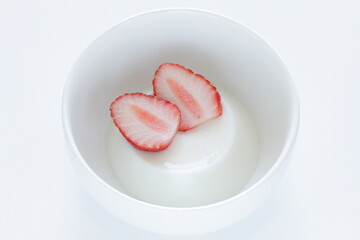 homemade panna cotta dessert and strawberry 
