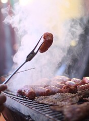 sausages on the grill
