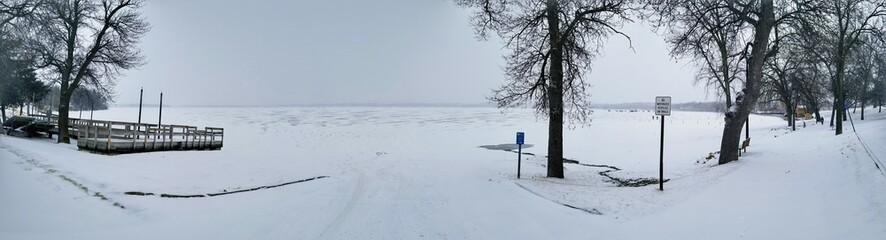 Frozen lake panorama.