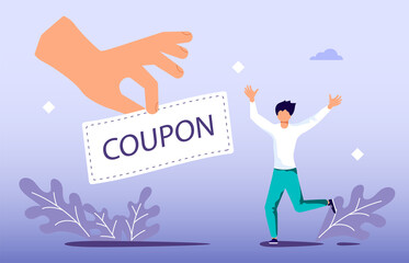 Man take discount coupon 