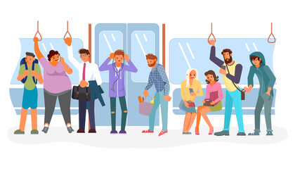 Obraz premium Subway passengers in public transport