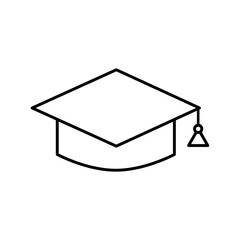 Icono de gorro de graduación. Ilustración vectorial estilo líneas