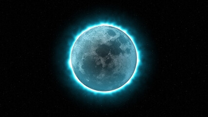 blue lunar eclipse and full moon - obrazy, fototapety, plakaty