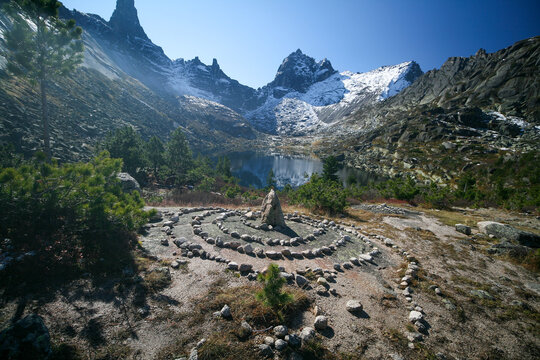 Mountain Spirit lake, Ergaki, Krasnoyarsk territory, Russia.
