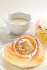 delicious custard bun on white dish for breakfast 