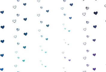 Light Pink, Blue vector backdrop with sweet hearts.