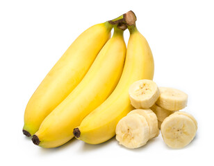 Yellow Bananas isolated on white background, Banana isolated on white background.