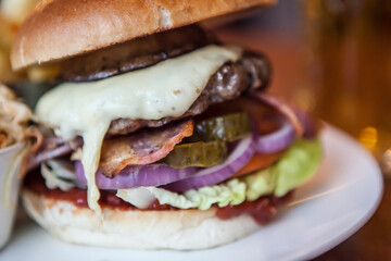 burger and a beer