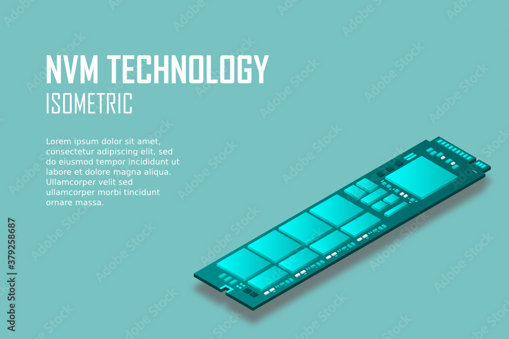 Aufkleber nvme express m.2 memory realistic 3d isometric illustration, random access memory, personal computer