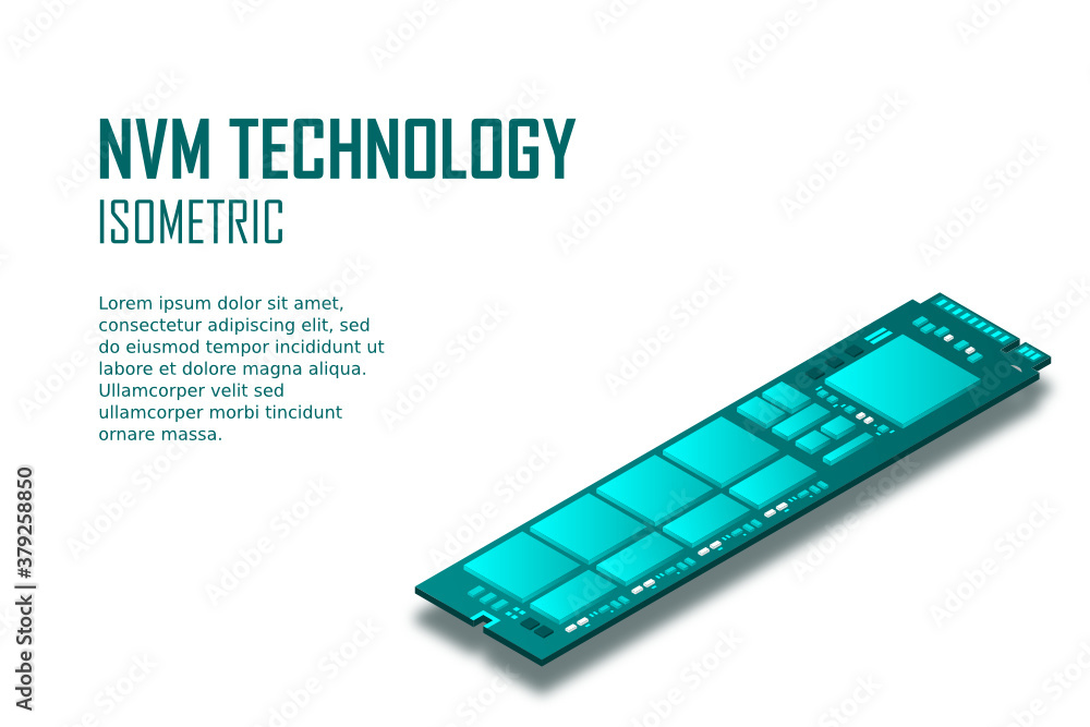 Aufkleber nvme express m.2 memory realistic 3d isometric illustration, random access memory, personal computer