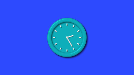 Amazing 12 hours 3d wall clock on blue background,wall clock