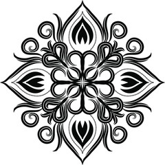 Vector simple mandala with abstract elements, isolated on white background. Oriental ethnic ornament. Design element.
