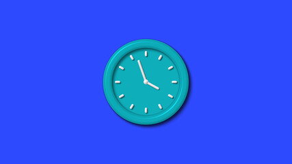 Amazing 12 hours 3d wall clock on blue background,wall clock