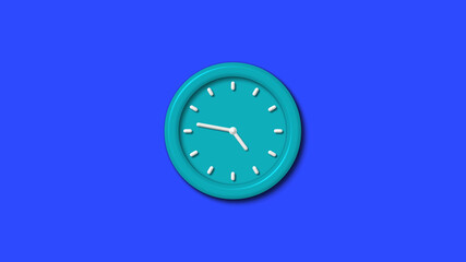 Amazing 12 hours 3d wall clock on blue background,wall clock